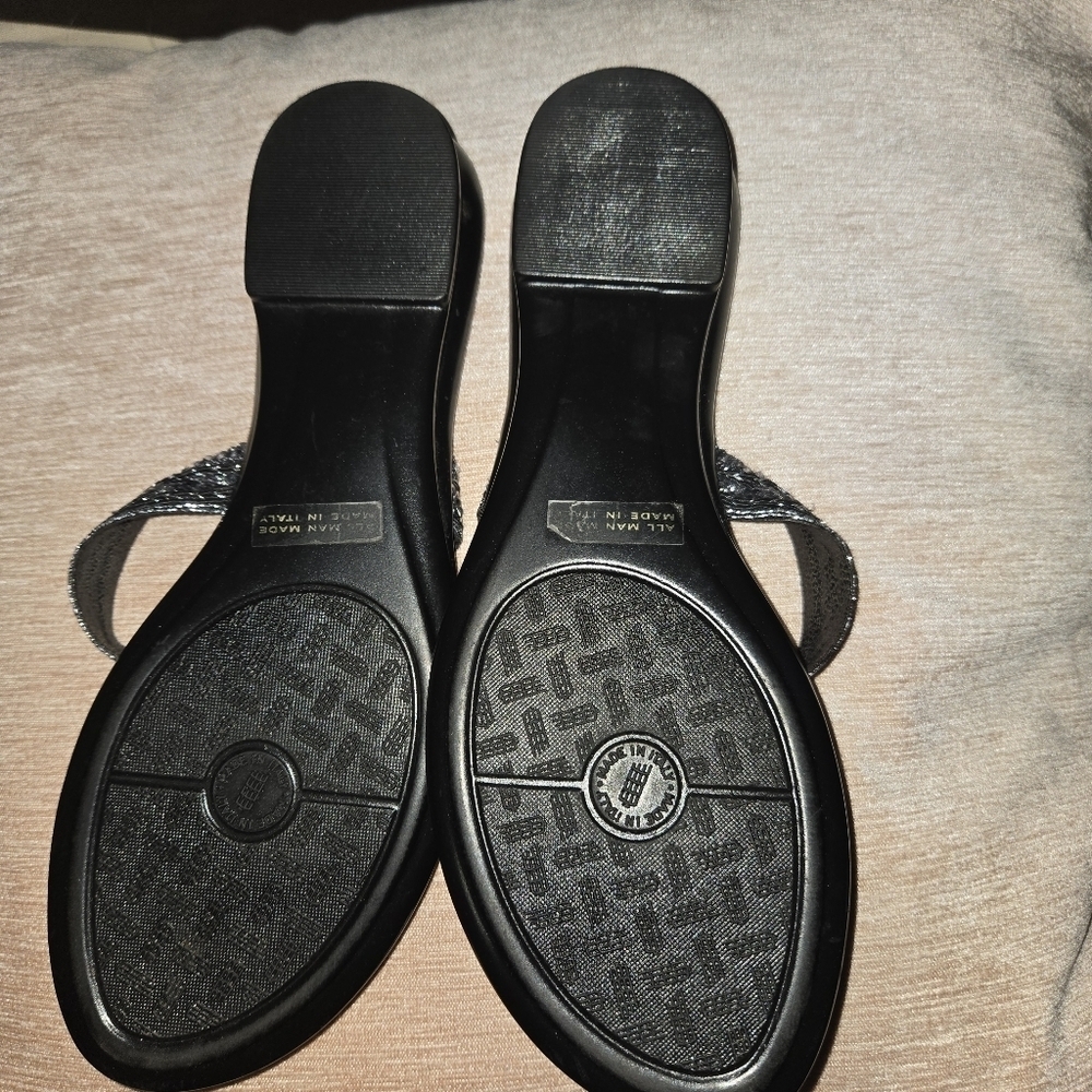 Italian Shoemakers Black Sandals with Sparkly Straps - Picture 2 of 4
